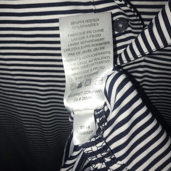 FOOTJOY Size Large Mens Performance Polo Shirt White Blue Striped Stretchy - Picture 3 of 10